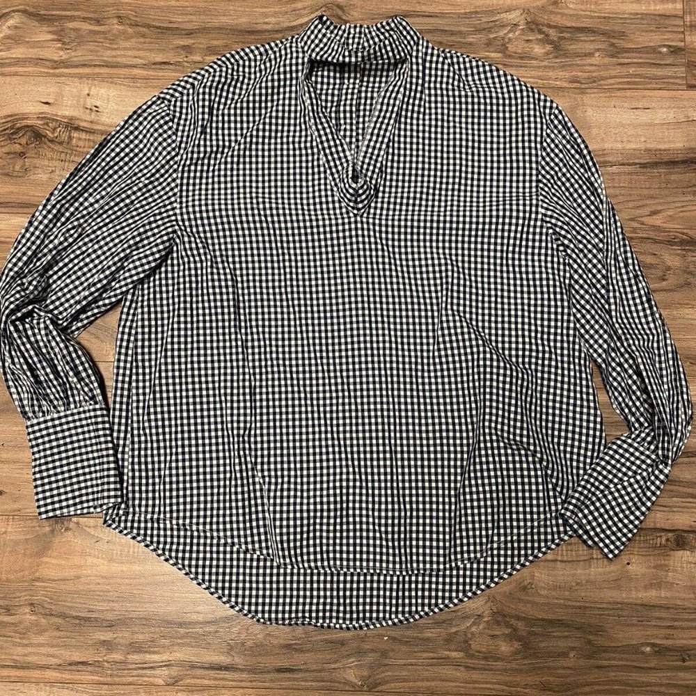 Zara Women black white checkered Top / Blpuse Size M